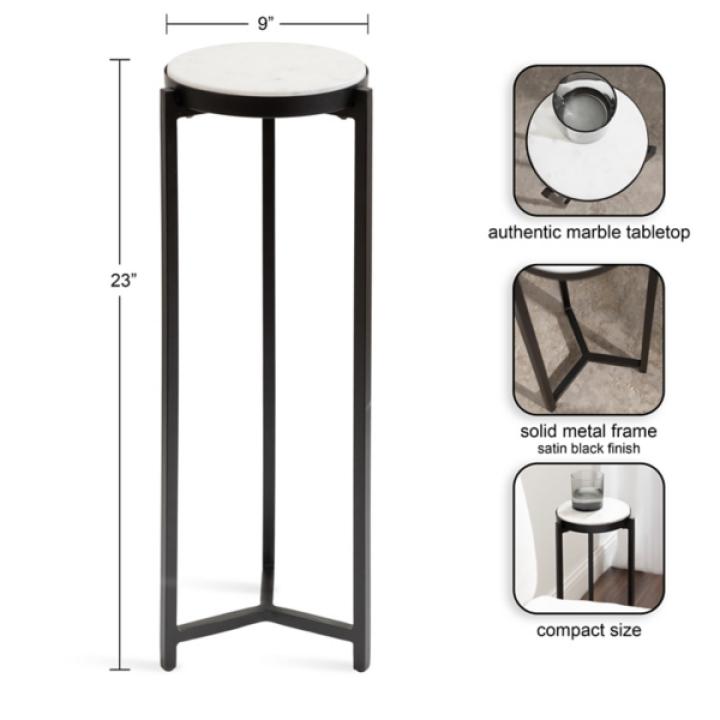 Black Angular Marble Accent Table