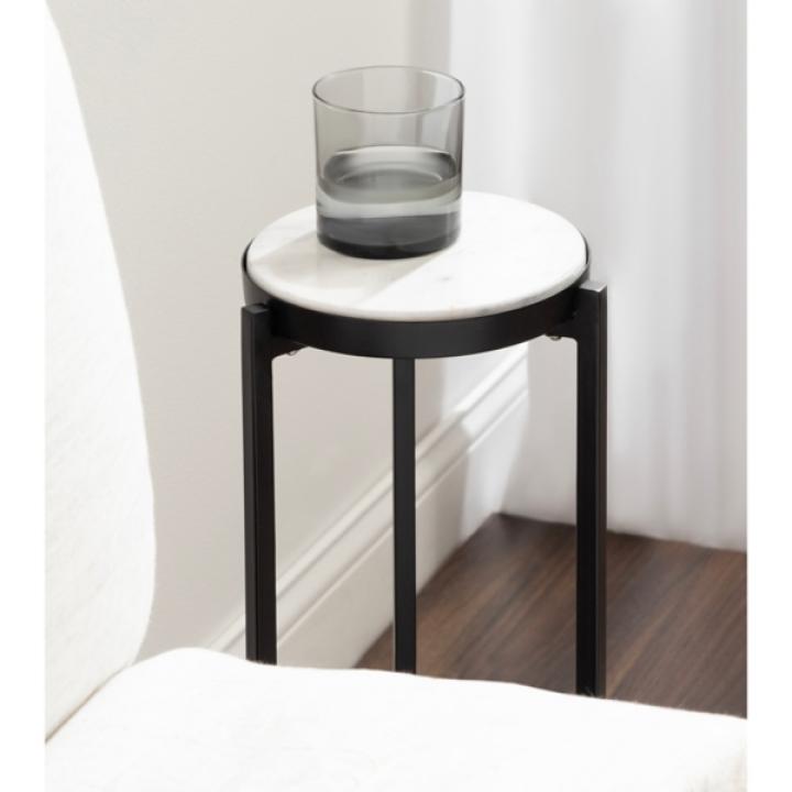 Black Angular Marble Accent Table