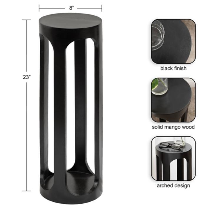 Black Round Wood Devon Accent Table