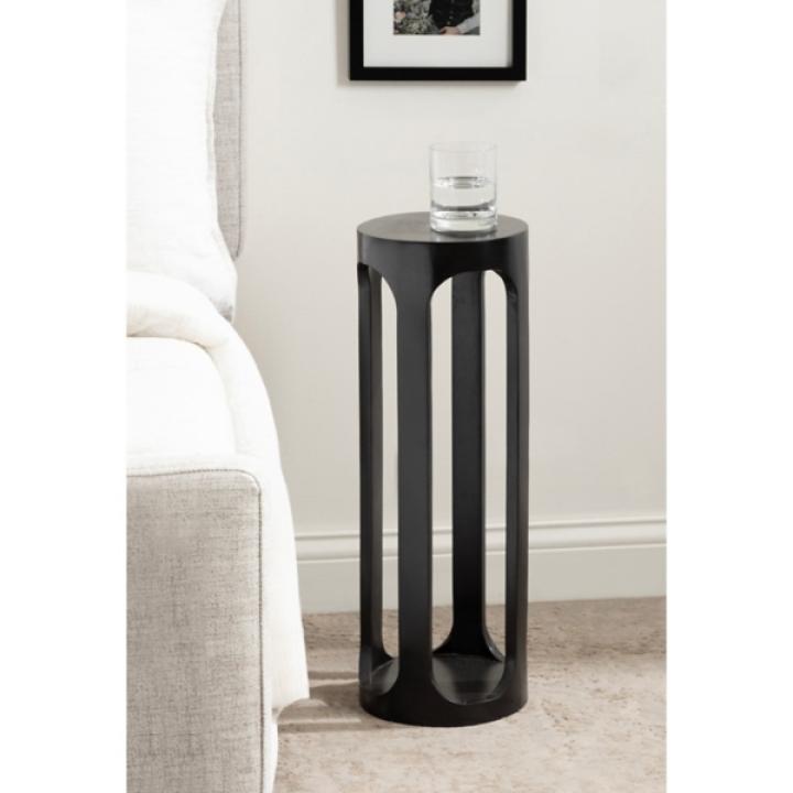 Black Round Wood Devon Accent Table