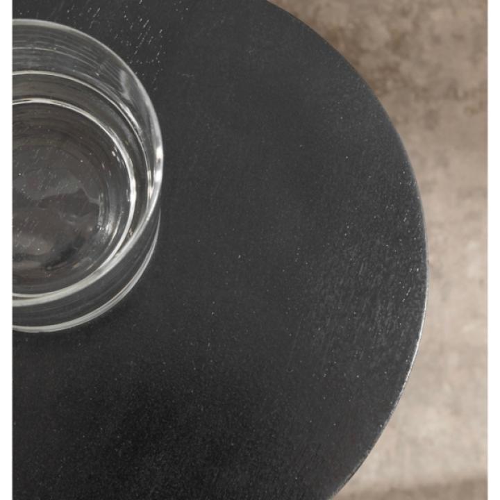 Black Round Wood Devon Accent Table