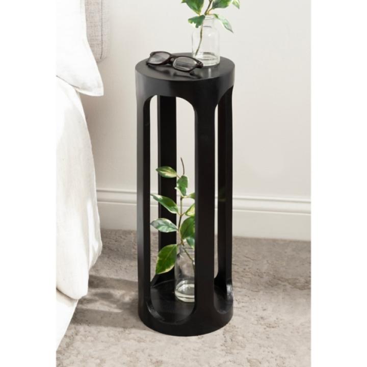 Black Round Wood Devon Accent Table