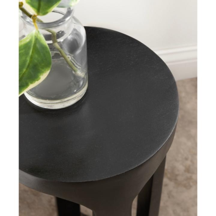Black Round Wood Devon Accent Table