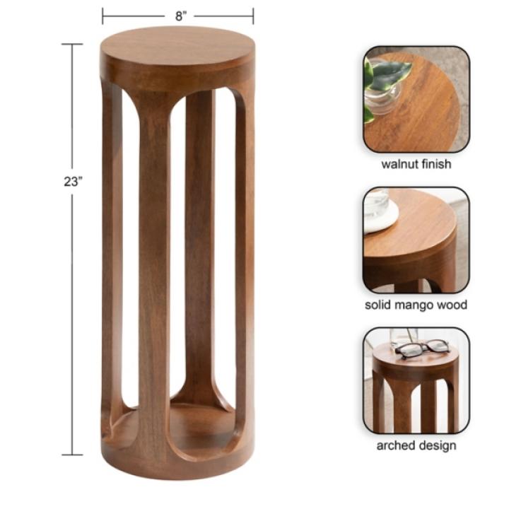 Walnut Round Wood Devon Accent Table