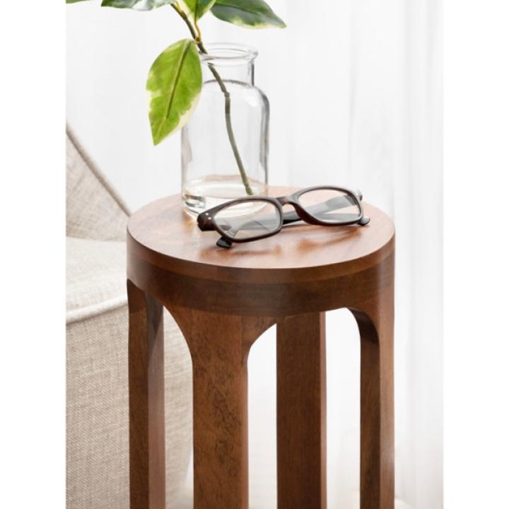 Walnut Round Wood Devon Accent Table