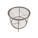 Round Bronze Metal and Glass Accent Table