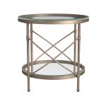 Round Bronze Metal and Glass Accent Table
