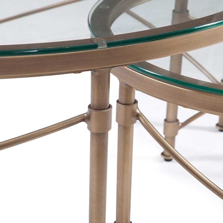 Round Bronze Metal and Glass Accent Table