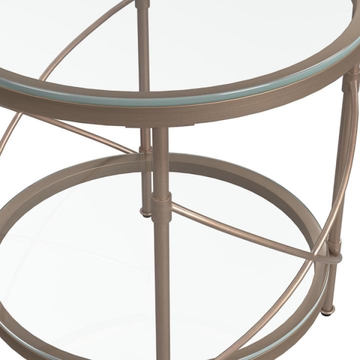 Round Bronze Metal and Glass Accent Table