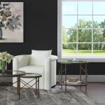 Round Bronze Metal and Glass Accent Table