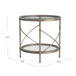 Round Bronze Metal and Glass Accent Table