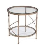 Round Bronze Metal and Glass Accent Table