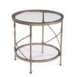 Round Bronze Metal and Glass Accent Table