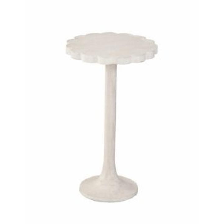 Whitewashed Wood Scalloped Kylee Accent Table