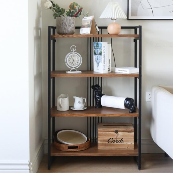 4-Tier Black Metal Frame Shelf
