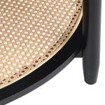 Black Wood and Rattan Boho Accent Table
