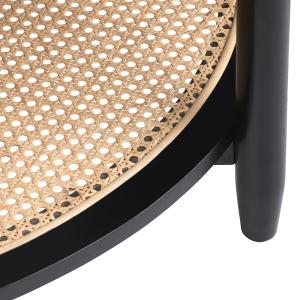 Black Wood and Rattan Boho Accent Table