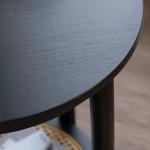 Black Wood and Rattan Boho Accent Table