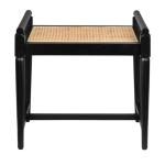 Black Wood and Rattan Boho Bench