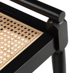 Black Wood and Rattan Boho Bench