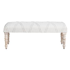 Cream Upholstered Spindle Leg Bench