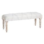 Cream Upholstered Spindle Leg Bench