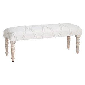 Cream Upholstered Spindle Leg Bench