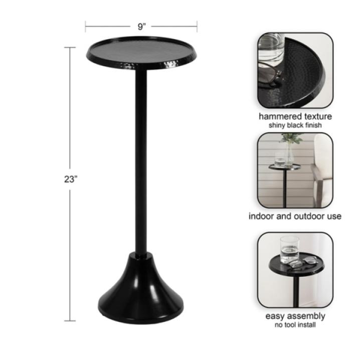 Round Black Metal Layla Accent Table