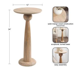 Round Natural Wood Jess Accent Table