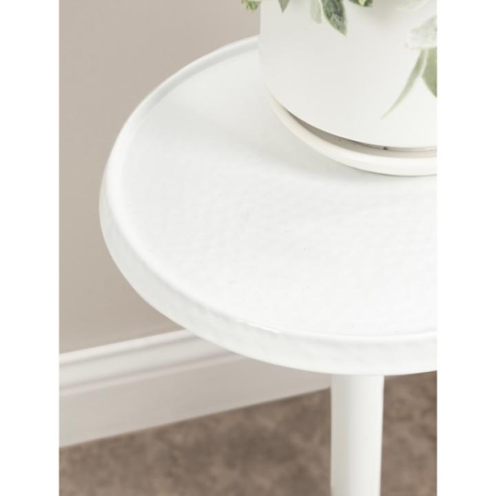 Round White Metal Layla Accent Table
