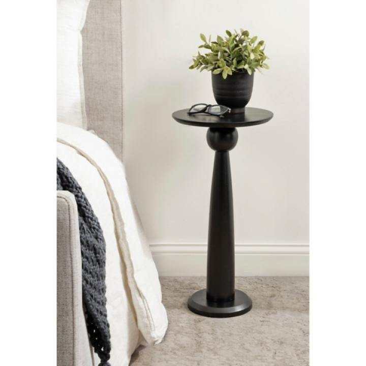 Round Black Wood Jess Accent Table