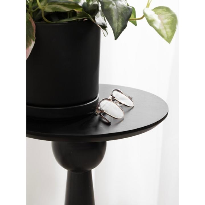 Round Black Wood Jess Accent Table
