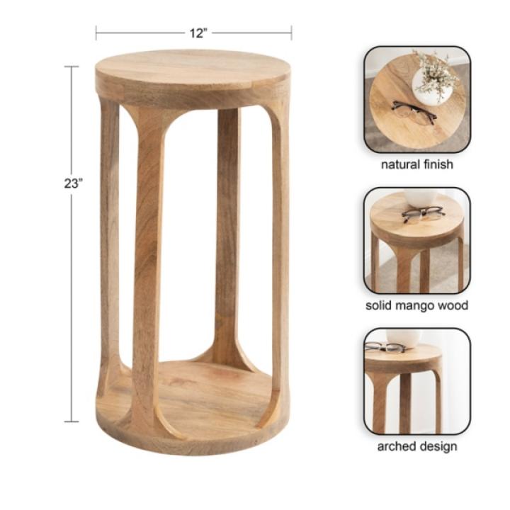 Round Natural Wood Dani Accent Table