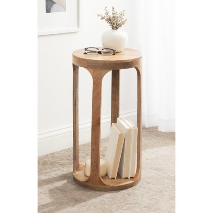 Round Natural Wood Dani Accent Table