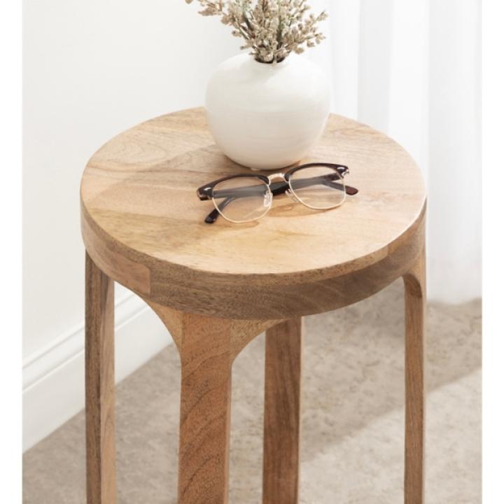 Round Natural Wood Dani Accent Table