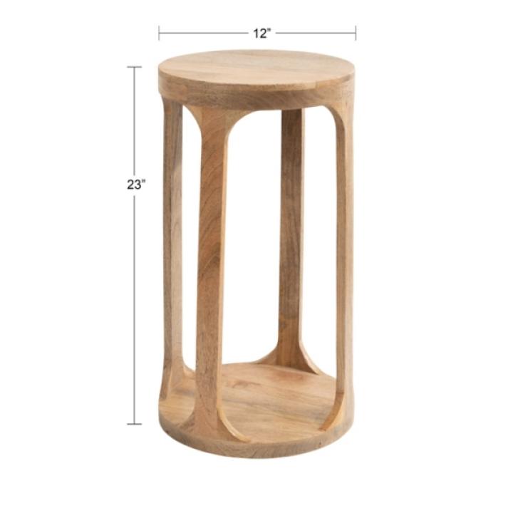 Round Natural Wood Dani Accent Table