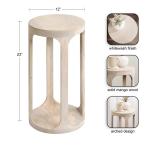 Round Whitewashed Wood Dani Accent Table