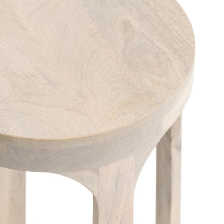 Round Whitewashed Wood Dani Accent Table