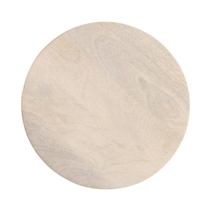 Round Whitewashed Wood Dani Accent Table