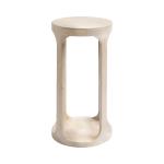 Round Whitewashed Wood Dani Accent Table