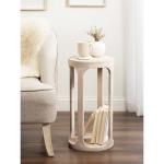 Round Whitewashed Wood Dani Accent Table