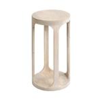 Round Whitewashed Wood Dani Accent Table
