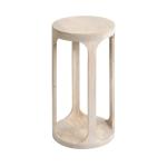 Round Whitewashed Wood Dani Accent Table