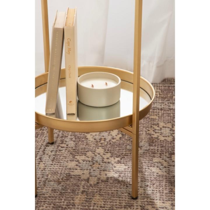 Round Gold Mirrored Foldable Accent Table