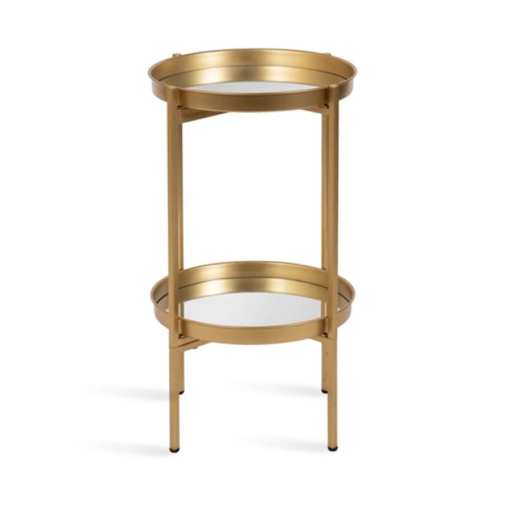 Round Gold Mirrored Foldable Accent Table