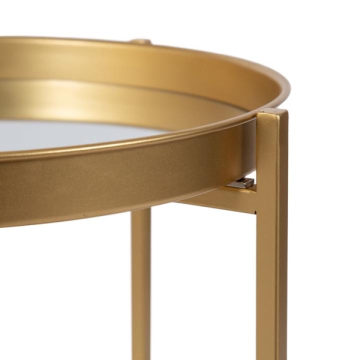 Round Gold Mirrored Foldable Accent Table