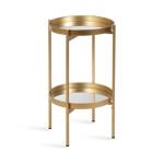 Round Gold Mirrored Foldable Accent Table