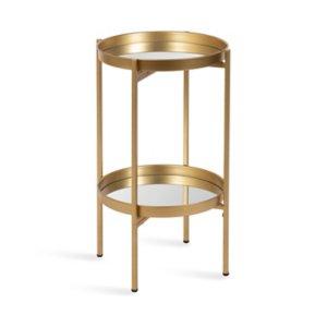 Round Gold Mirrored Foldable Accent Table
