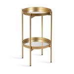 Round Gold Mirrored Foldable Accent Table
