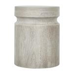 Light Cream Wood Cylinder Accent Table